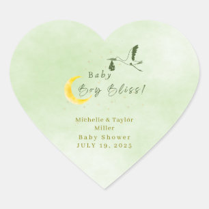 Herz-Sage-Grün-Baby-Junge-Bliss-Storch-Aufkleber Herz-Aufkleber