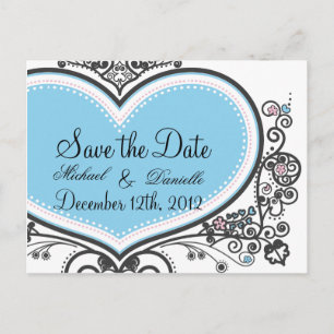 Herz Save the Date Postkarte