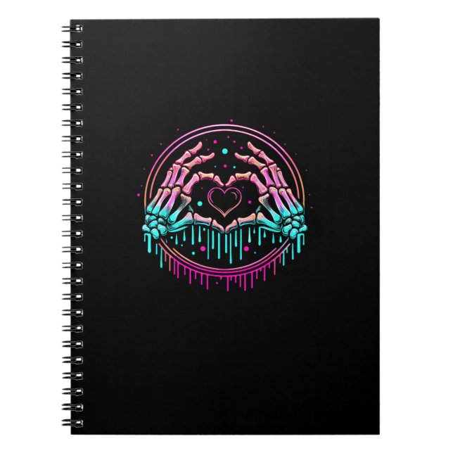 Herz-Schildkelett Hand - Spooky Skeleton Hallowon Notizblock (Vorderseite)