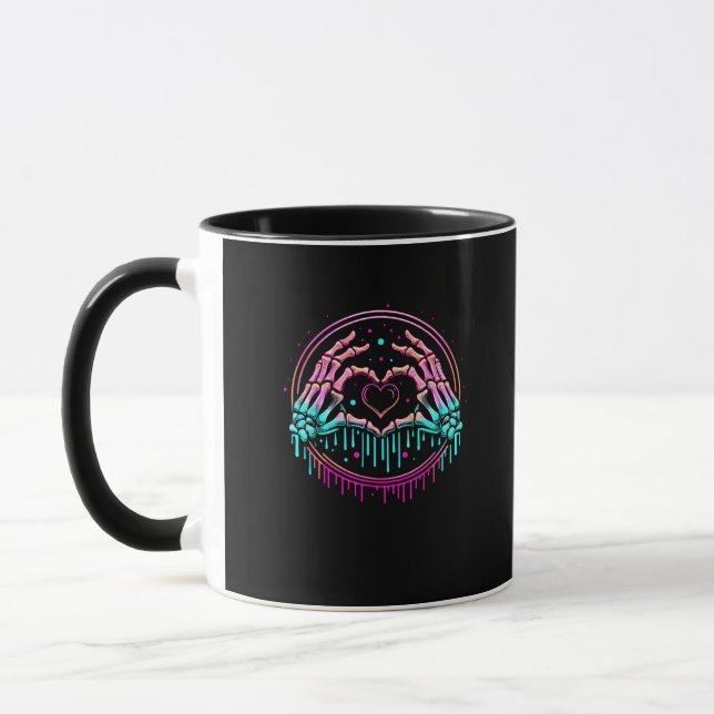 Herz-Schildkelett Hand - Spooky Skeleton Hallowon Tasse (Links)