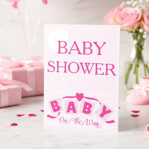 Herz-Schleife-Helle-Pink-Baby-Shower-Einladung Einladung