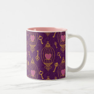 Herz-Schlüssel-Muster Zweifarbige Tasse