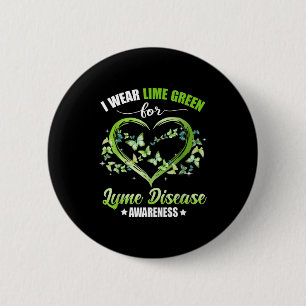 Herz Schmetterling Ich trage Grün für Lyme-Borreli Button