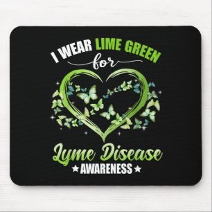 Herz Schmetterling Ich trage Grün für Lyme-Borreli Mousepad