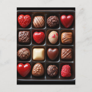 Herz Schokolade und Pralinen Valentinstag Postkarte