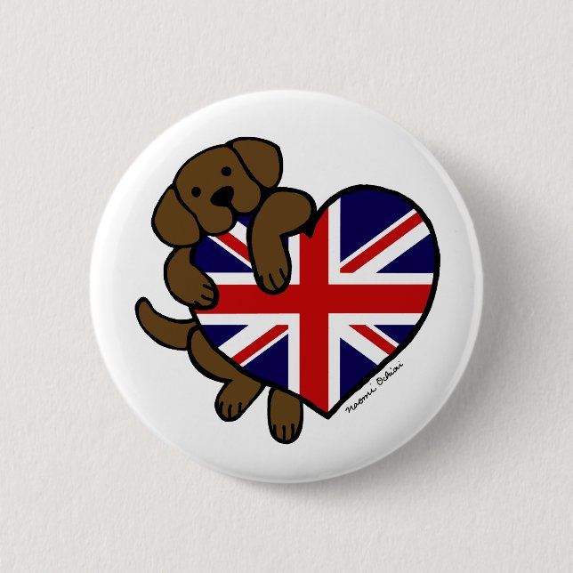 Herz Schokoladen-Labradors Briten Button (Vorderseite)