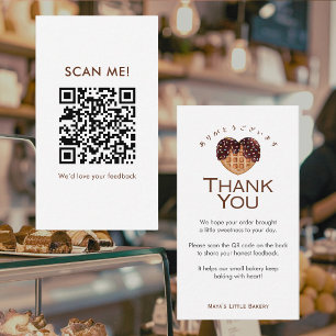 Herz-Schokoladen-Waffel Bewertung hinterlassen QR- Visitenkarte