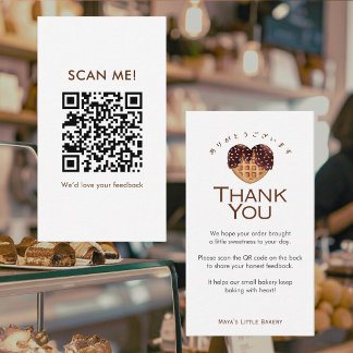 Herz-Schokoladen-Waffel Bewertung hinterlassen QR- Visitenkarte