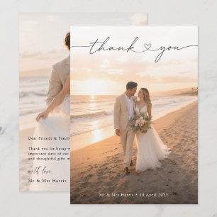 Herz Schriftzug Romantisches Foto Hochzeit Dankeskarte