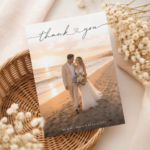 Herz Schriftzug Romantisches Foto Hochzeit Dankeskarte