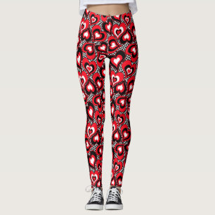 Herz, schwarz, rot und weiß. leggings