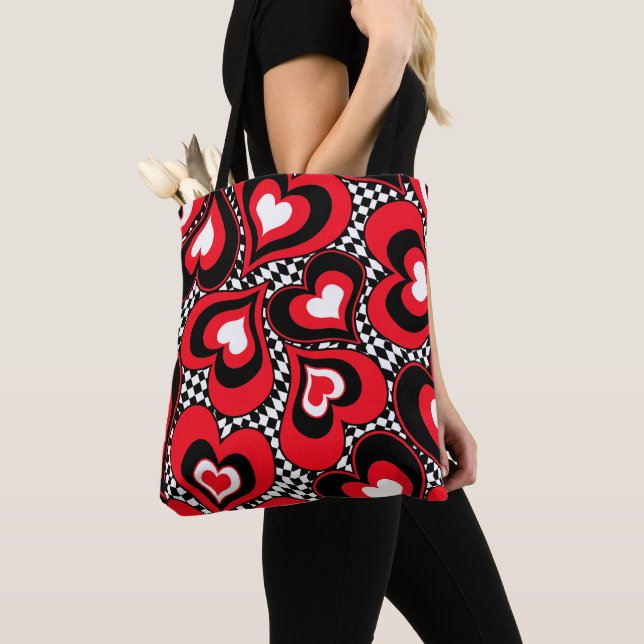 Herz, schwarz, rot und weiß. tasche (Von Nahem)