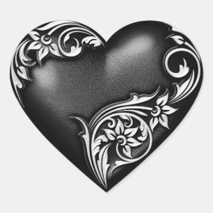 Herz Scroll Black Herz-Aufkleber