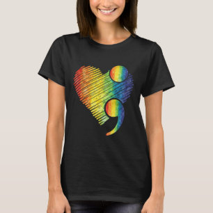 Herz Semikolon Psychische Gesundheit Suizidbewusst T-Shirt
