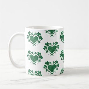 Herz-Shamrock-Kariert Grün Klassischer Klee Kaffeetasse