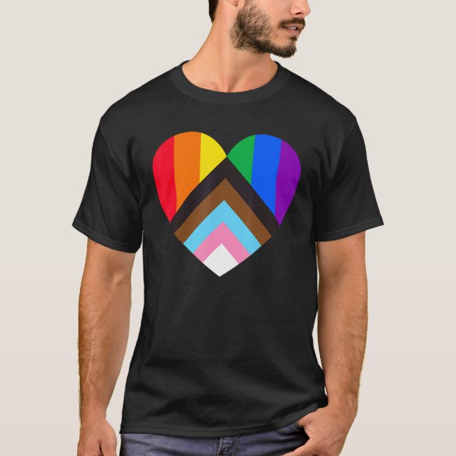 Herz-Shaped Pride Flag Regenbogen Lgbtq Pride Mona T-Shirt (Vorderseite)