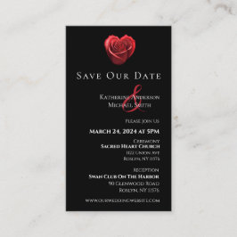 Herz-Shaped Rote Rose-Save the Date- Visitenkarte