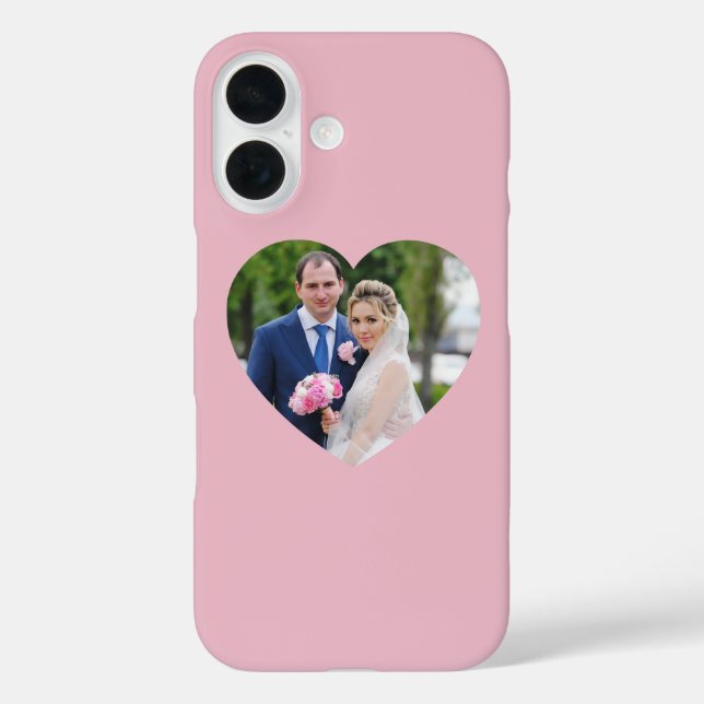 Herz-Shaped Wedding Foto Pink iPhone 16 Hülle (Rückseite)