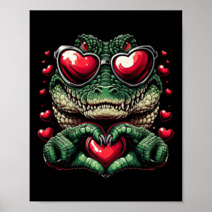 Herz signieren Hand Krokodile Mens Womens Crocodil Poster