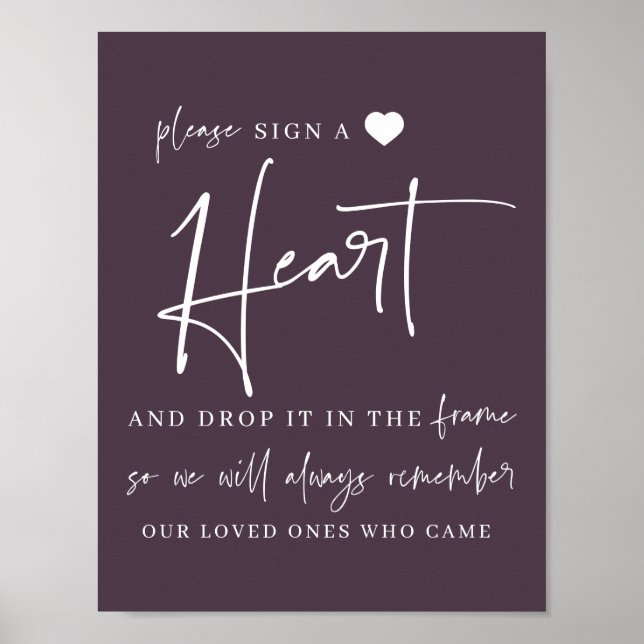 Herz signieren | Hochzeitguestbook-Zeichen Poster (Vorne)