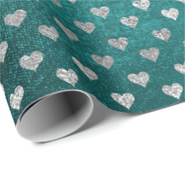 Herz Silver Aquamarines Wasser tief tropisches Grü Geschenkpapier
