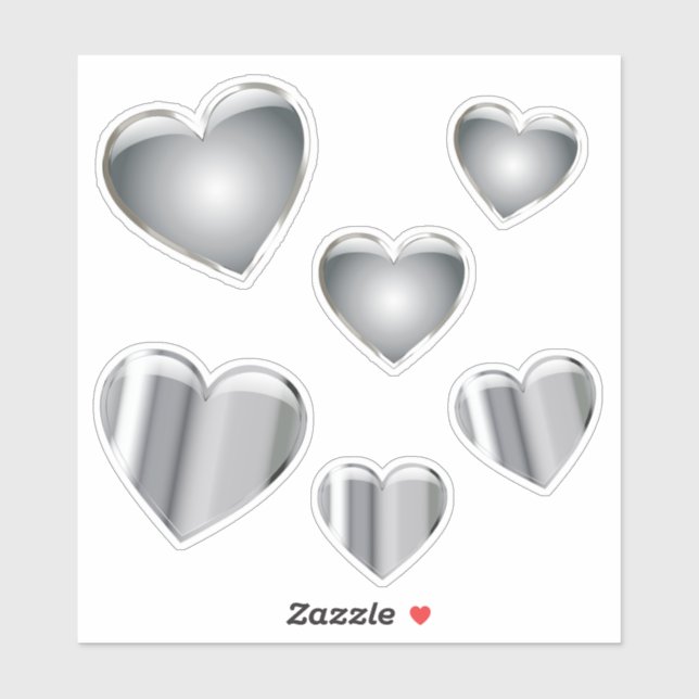 Herz Silver Chrome Vinyl Aufkleber (Blatt)