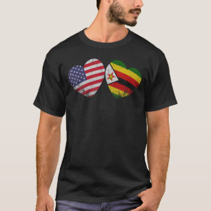 Herz Simbabwes Amerikanischer Flaggen Patriotische T-Shirt