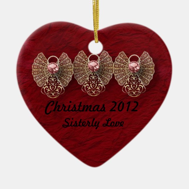 Herz-Sisterly Liebe-personalisierte Verzierung Keramikornament (Vorne)