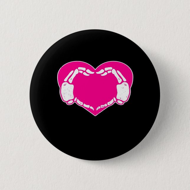 Herz Skeleton Hände Gothic Valentine Classic Button (Vorderseite)