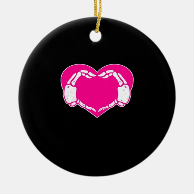Herz Skeleton Hände Gothic Valentine Classic Keramik Ornament (Vorne)