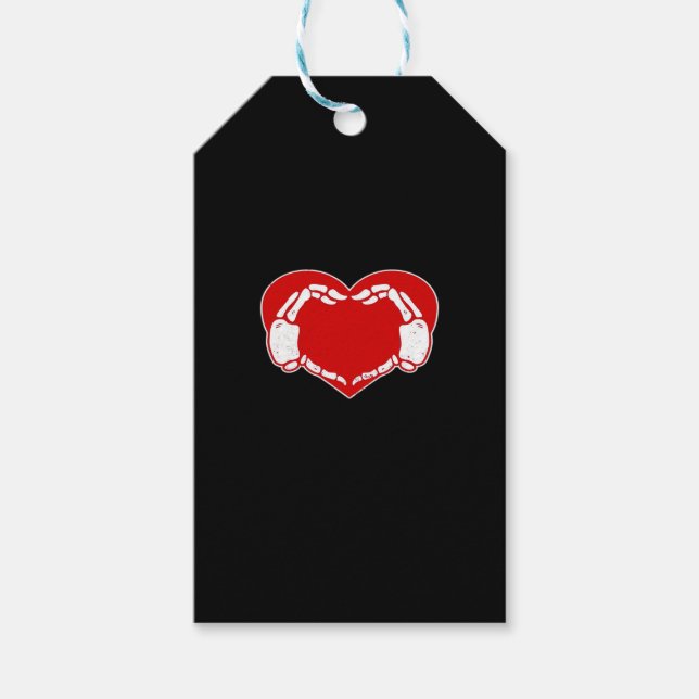 Herz Skeleton Hände Gothic Valentine Red Classic Geschenkanhänger (Vorderseite)