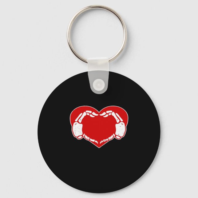 Herz Skeleton Hände Gothic Valentine Red Classic Schlüsselanhänger (Vorderseite)