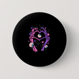 Herz Skeleton Hands - Halloween Pastel Goth Eyeba Button