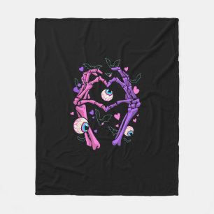 Herz Skeleton Hands - Halloween Pastel Goth Eyeba Fleecedecke