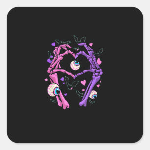 Herz Skeleton Hands - Halloween Pastel Goth Eyeba Quadratischer Aufkleber