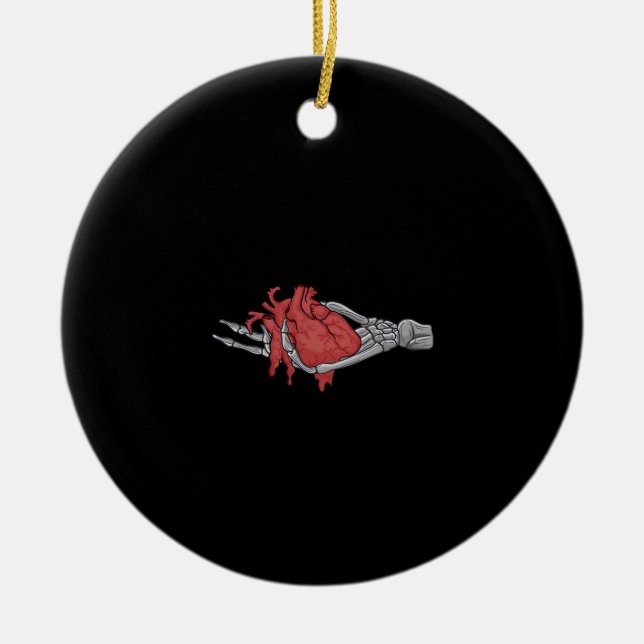 Herz Skeleton Hands Keramik Ornament (Vorne)