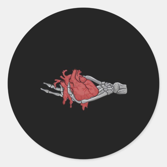 Herz Skeleton Hands Runder Aufkleber (Vorderseite)