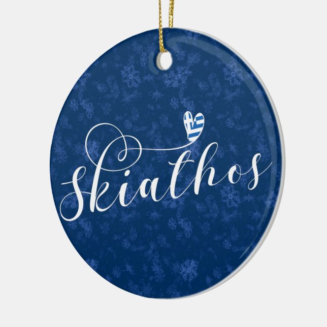 Herz Skopelos mit griechischer Flagge Keramik Ornament (Links)