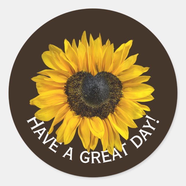 Herz Sonnenblume auf braun Runder Aufkleber (Vorderseite)