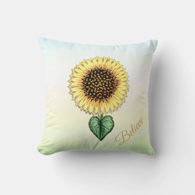 Herz Sonnenblume auf Pastel Shades Kissen (Vorderseite)