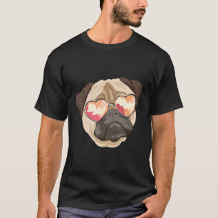 Herz Sonnenbrille Pug Hund Shirt Lustig Süßer Pug