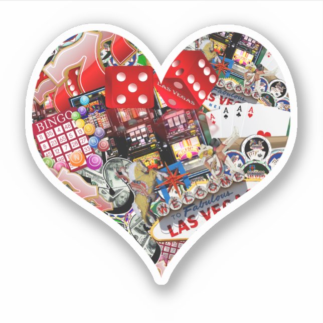 Herz-Spielkartenform - Spielertraum Aufkleber (Vorderseite)