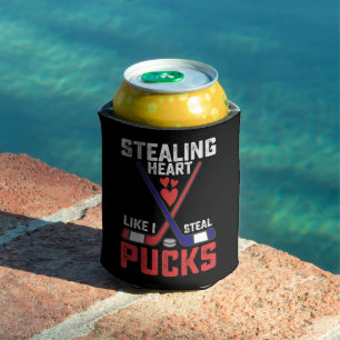 Herz stehlen wie ich Pucks stehle Hockey Valentins Dosenkühler