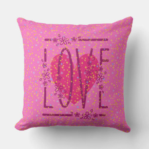 Herz & Sterne Florale Liebe Text Süß Rosa & Weibli Kissen