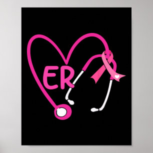 Herz Stethoscope Pink Ribbon Brustkrebs Er Nur Poster
