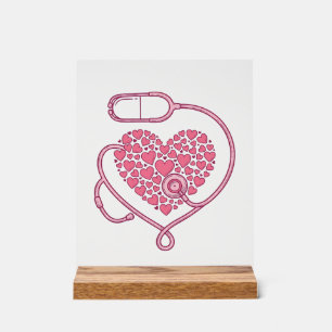 Herz Stethoskop Medizin Liebe Vektor-Shirt-Design Acrylschild