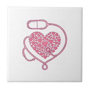 Herz Stethoskop Medizin Liebe Vektor-Shirt-Design Fliese