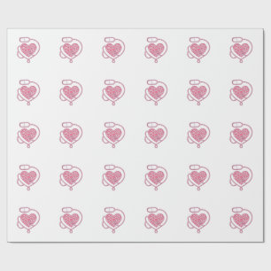 Herz Stethoskop Medizin Liebe Vektor-Shirt-Design Geschenkpapier