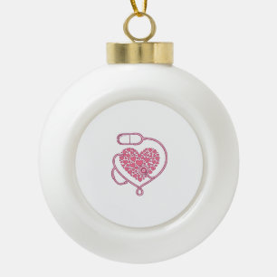 Herz Stethoskop Medizin Liebe Vektor-Shirt-Design Keramik Kugel-Ornament
