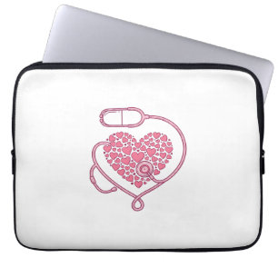 Herz Stethoskop Medizin Liebe Vektor-Shirt-Design Laptopschutzhülle